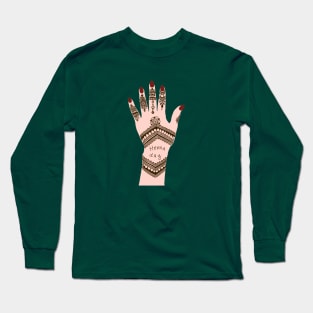 Henna Day | Henna Hand Tattoo - Brown Mehendi Long Sleeve T-Shirt